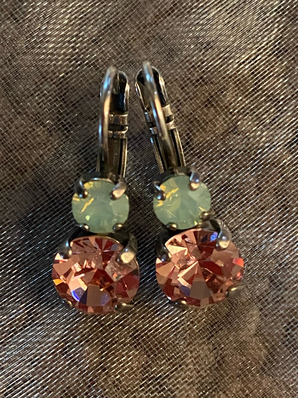 Sabika Pink and Mint Australian Crystal Drop Earrings